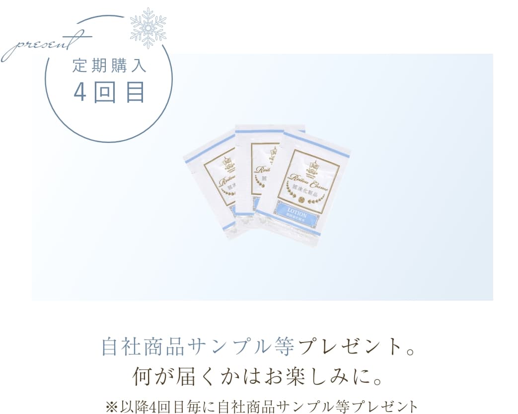 自社商品サンプル等プレゼント。何が届くかはお楽しみに。